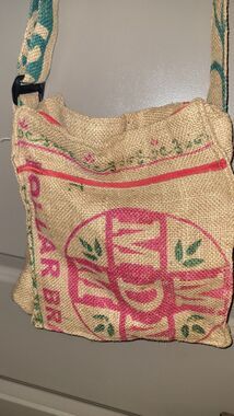 Two's Company Jute Crossbody Bag Boho Eco Tote Shoulder Purse Pink Green Orange